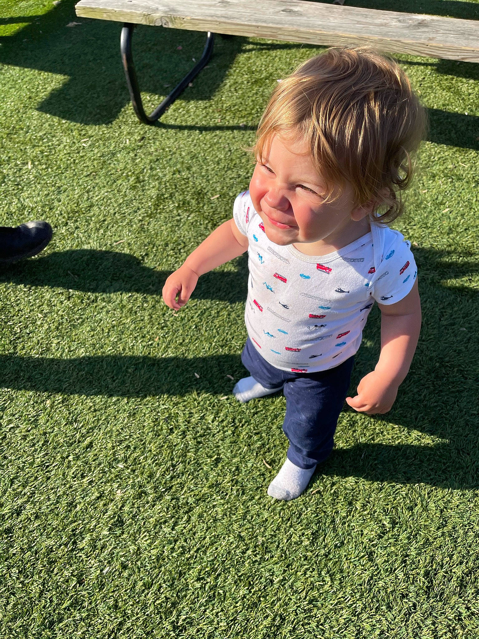 Castiel joined the competition — help win amazing prizes! baby, baby_toddler_clothing, bench, flooring, fun, grass, grass_family, hair, happy, head, joy, lawn, leaf, leg, leisure, outdoor_bench, outdoor_furniture, people_in_nature, person, public_space