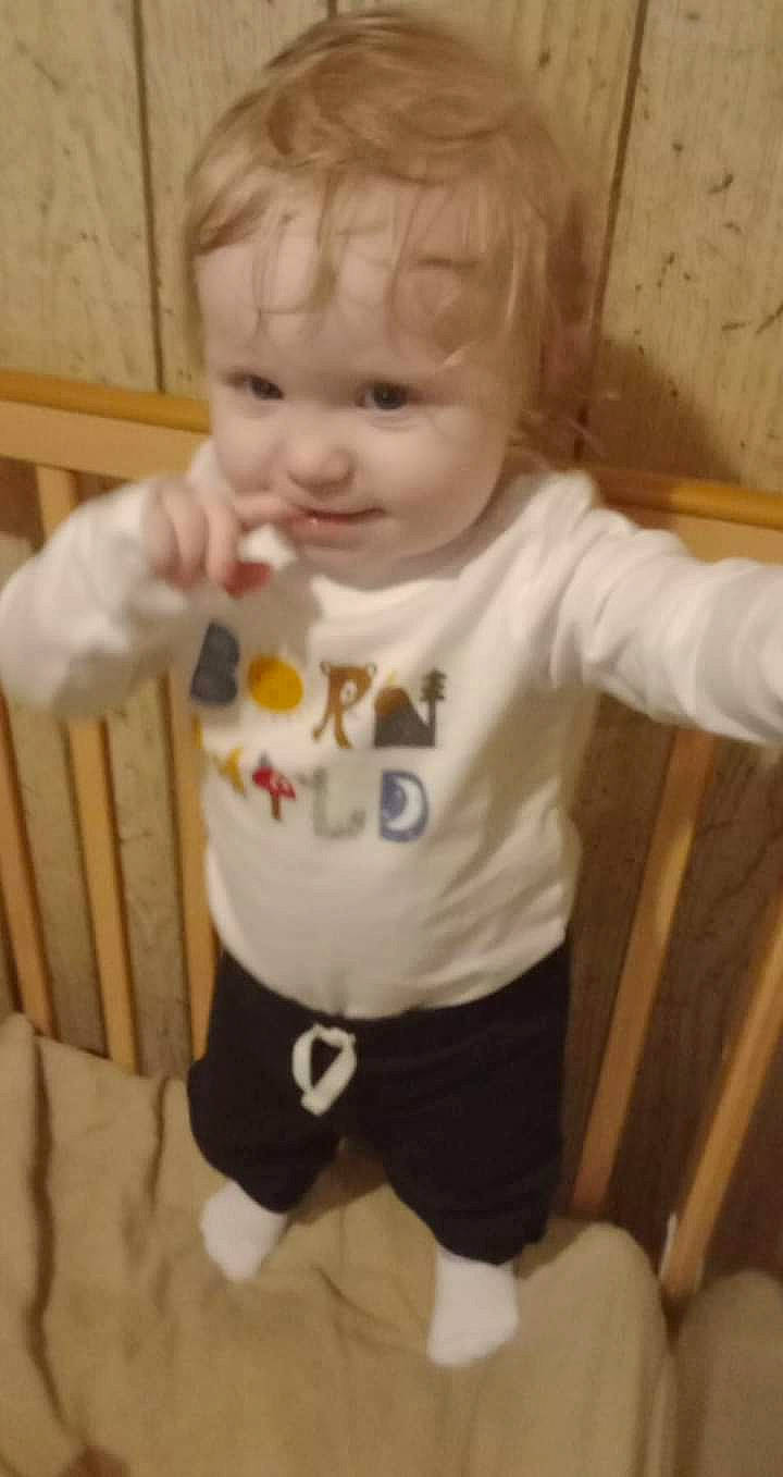 Christen Hayes joined the competition — help win amazing prizes! arm, baby, baby_toddler_clothing, cheek, child, eye, face, hair, head, iris, long_sleeved_t_shirt, mouth, nose, organ, person, skin, sleeve, standing, t_shirt, toddler