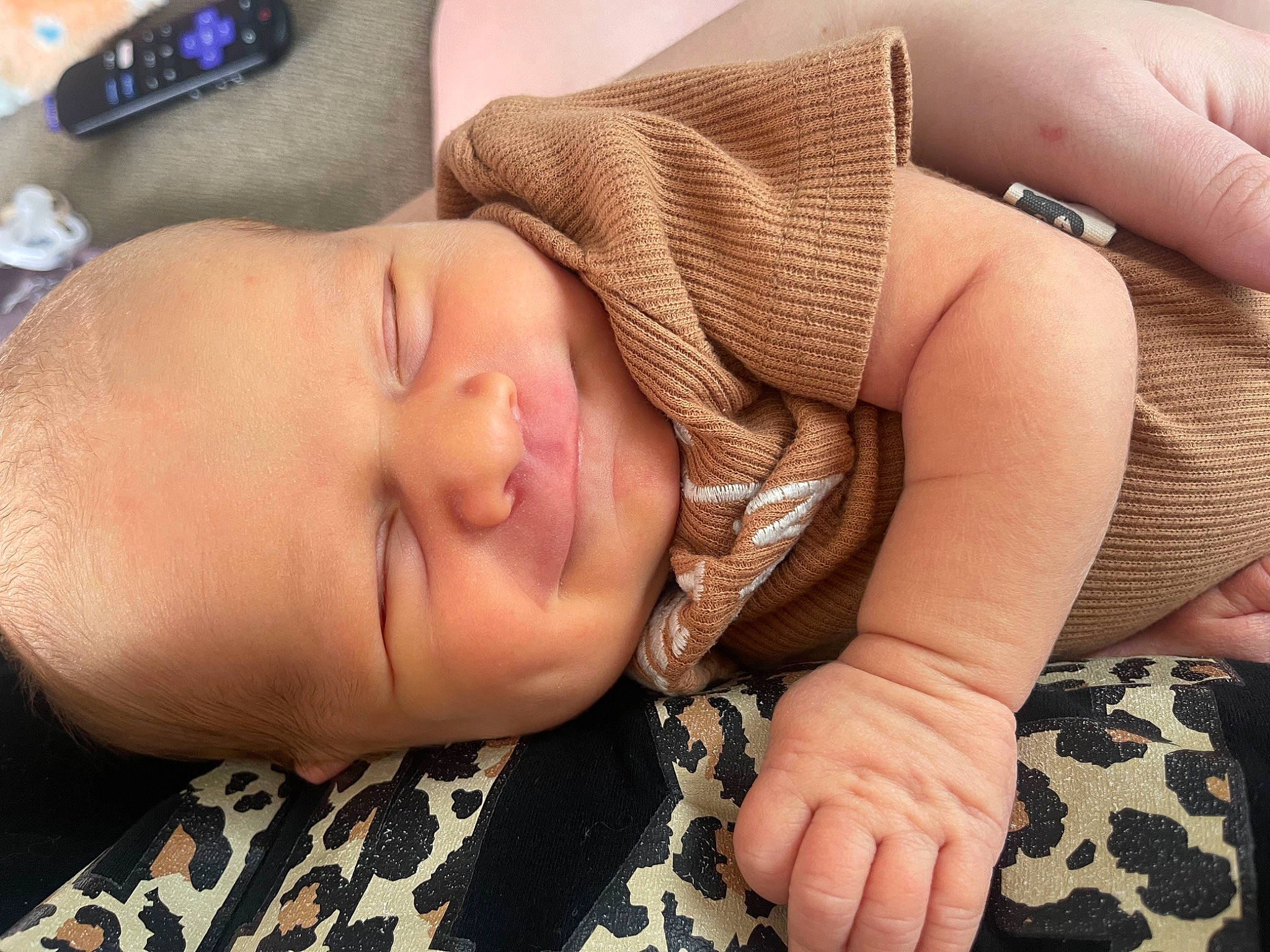 Larrit Scott joined the competition — help win amazing prizes! baby, baby_sleeping, baby_toddler_clothing, cheek, child, comfort, facial_expression, finger, gesture, hand, mobile_phone, mouth, nail, nose, pattern, person, product, skin, thumb, toddler