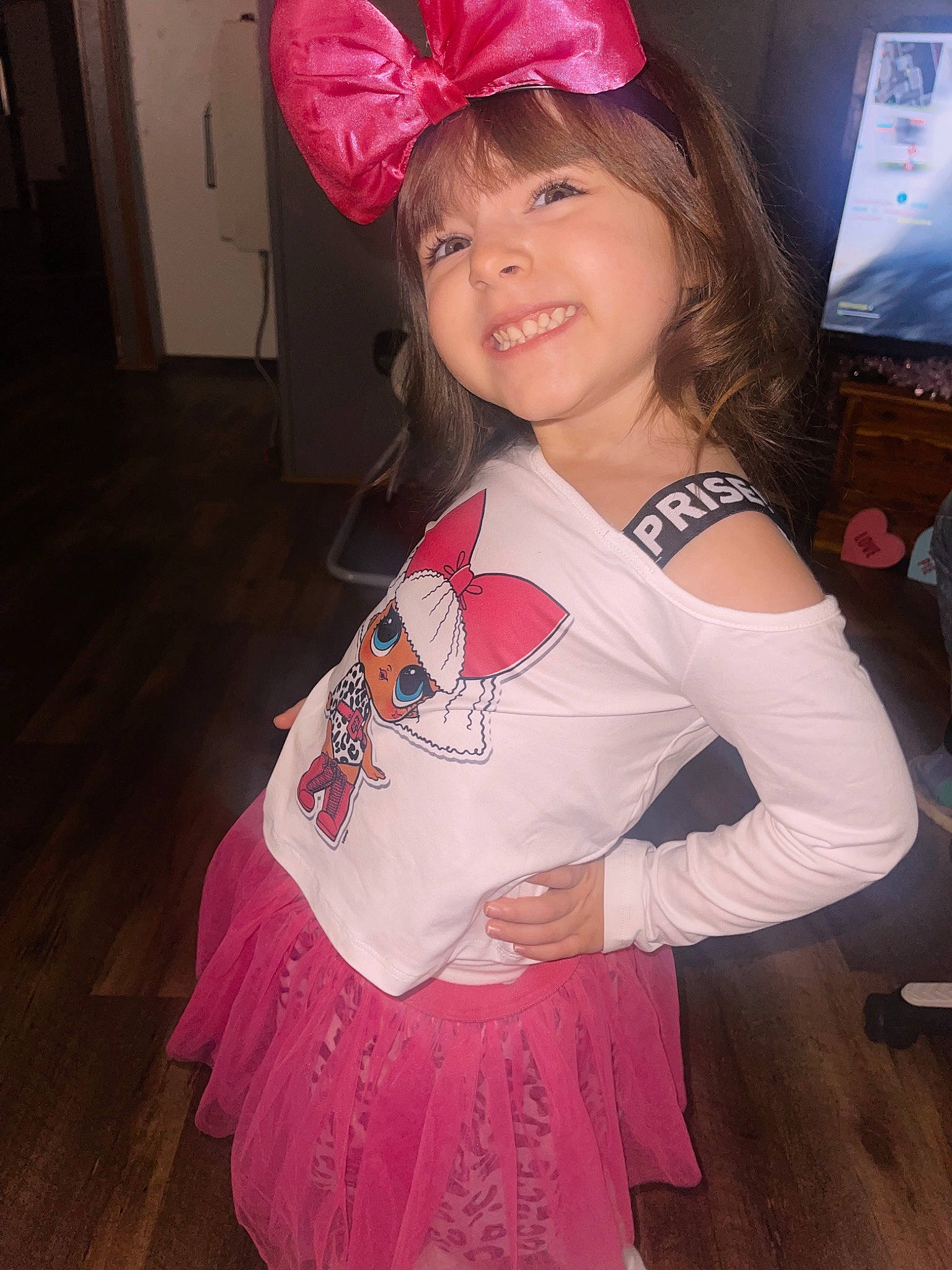 Avah Lee joined the competition — help win amazing prizes! cap, child, costume, costume_hat, event, fashion_accessory, fashion_design, flooring, fun, hair_coloring, happy, jewellery, joy, long_hair, magenta, necklace, person, pink, sleeve, smile