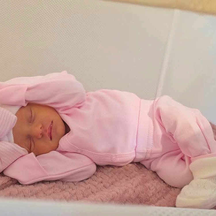 Rayanna-Rose is registered to the contest to win money with this photo: baby, blanket, bow, child, cozy, crib, cute, footwear, headband, indoors, infant, newborn, pajamas, peaceful, pink, resting, sleep, sleeping, soft, toddler