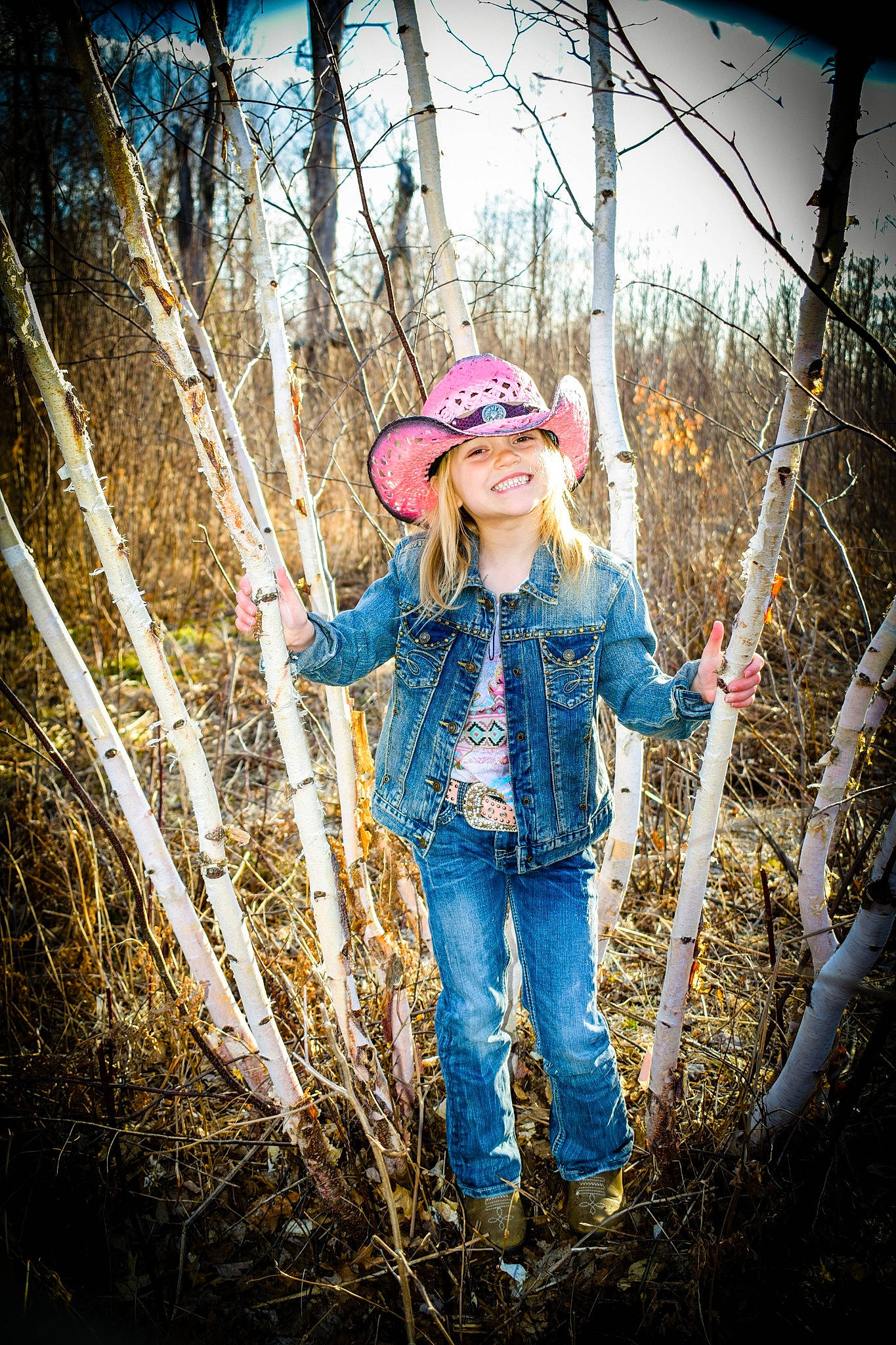Mallory joined the competition — help win amazing prizes! beauty, blond, branch, child, child_model, cool, denim, forest, fun, headgear, headwear, jeans, joy, people_in_nature, person, photograph, photography, portrait, portrait_photography, spring