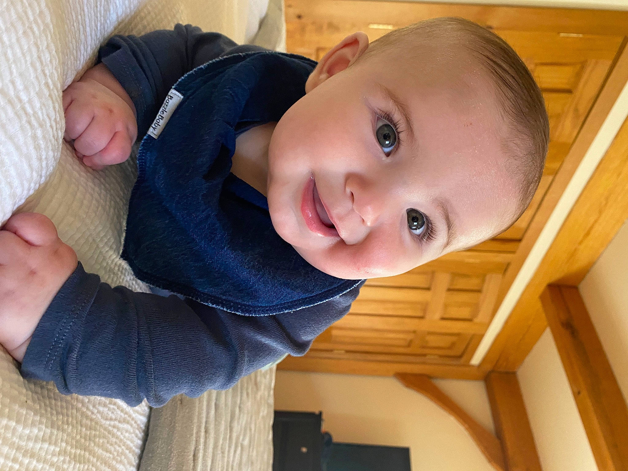 Hunter joined the competition — help win amazing prizes! baby, baby_laughing, baby_toddler_clothing, cheek, child, comfort, facial_expression, finger, happy, iris, lip, nose, person, product, skin, sleeve, smile, standing, thumb, toddler