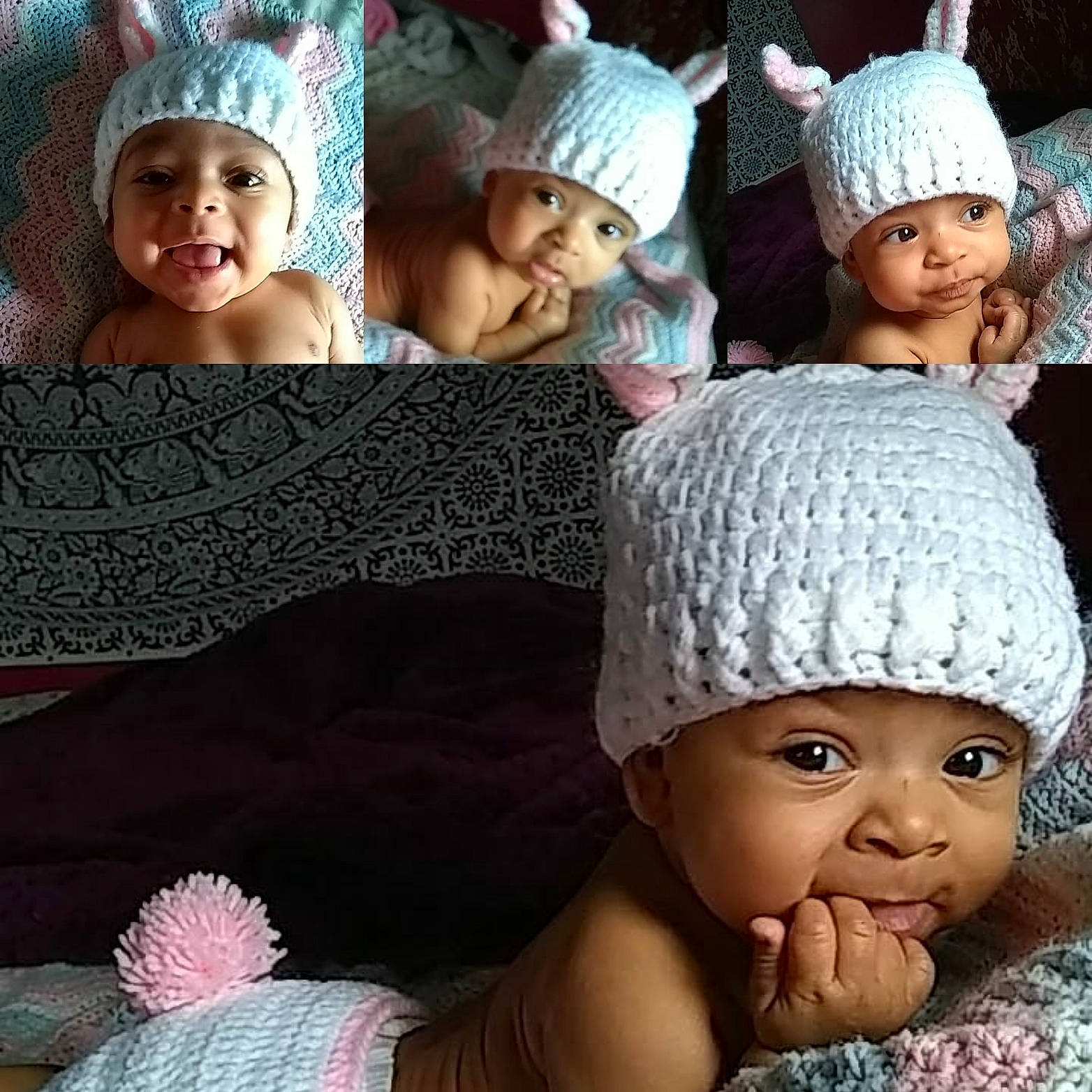 Layla is registered to the contest to win money with this photo: beanie, bonnet, cap, child, crochet, girl, hat, headgear, headwear, infant, knit_cap, knitting, person, toddler, wool
