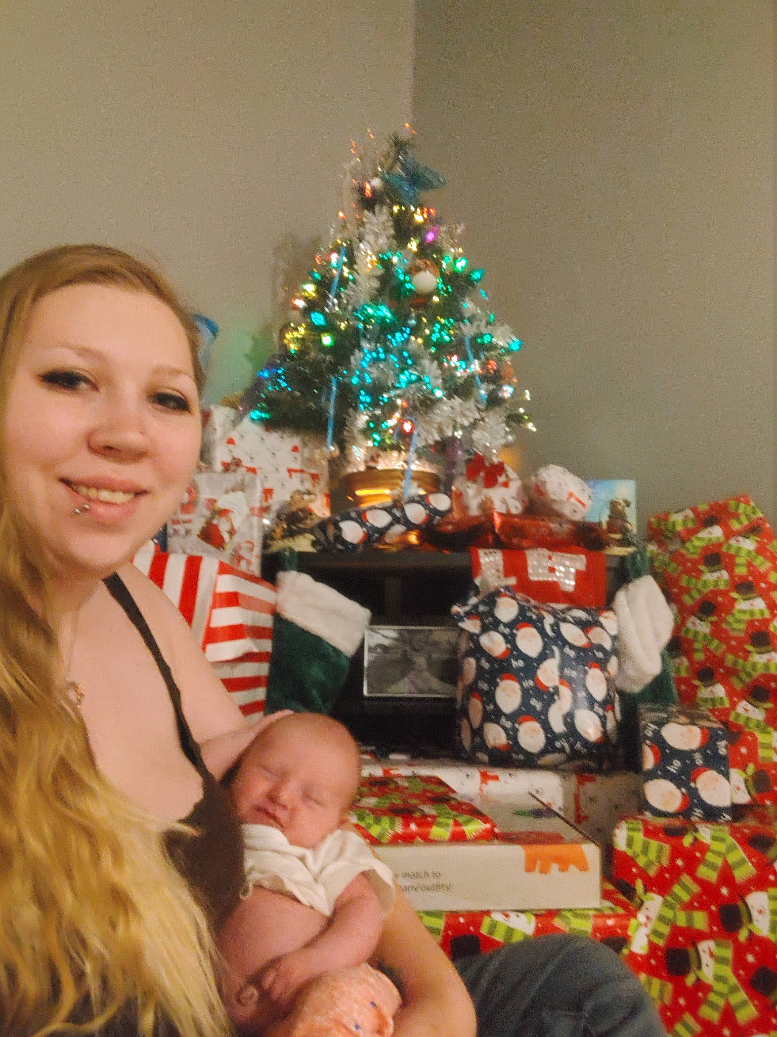 Honey joined the competition — help win amazing prizes! baby, christmas, christmas_decoration, christmas_eve, christmas_ornament, christmas_tree, conifer, event, fun, happy, holiday, holiday_ornament, joy, lap, ornament, person, plant, room, smile, snapshot