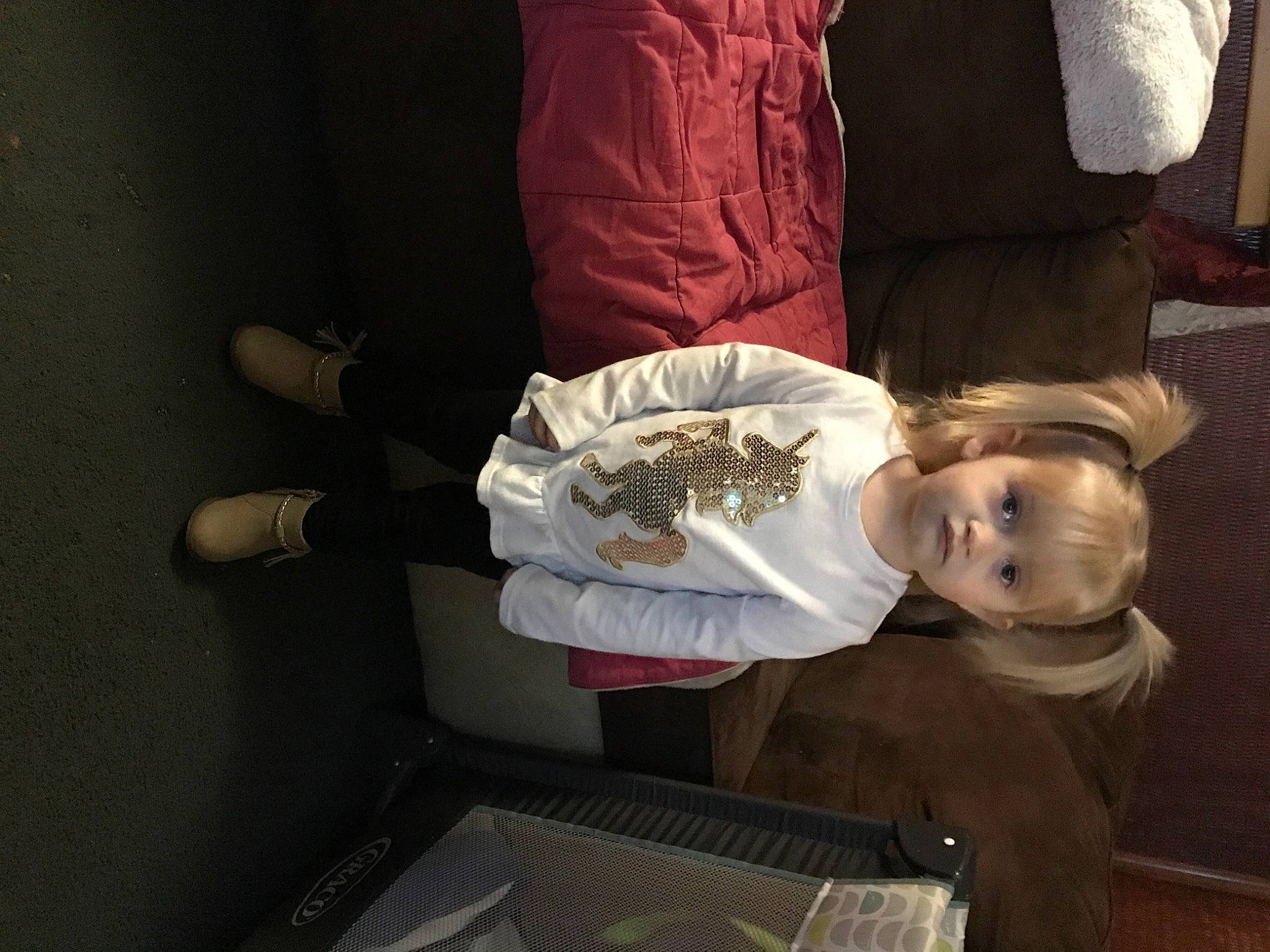 Harlee joined the competition — help win amazing prizes! baby_products, baby_toddler_clothing, child, comfort, fun, happy, person, room, sitting, sleeve, textile, toddler, tree, wood