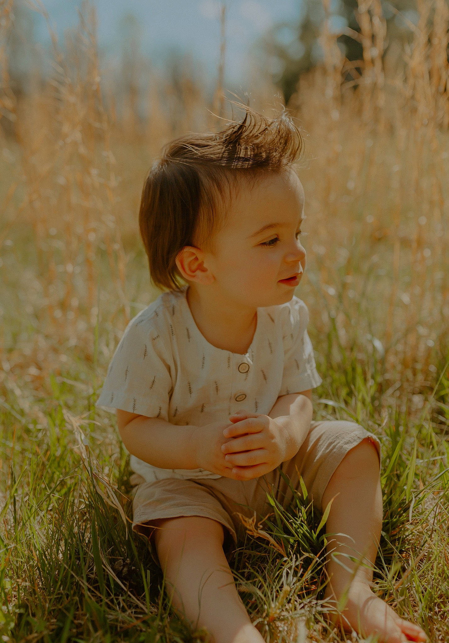 Camdyn joined the competition — help win amazing prizes! baby, baby_toddler_clothing, child, dress, eye, flash_photography, grass, grassland, happy, iris, meadow, people_in_nature, person, plant, prairie, skin, summer, sunlight, toddler, tree