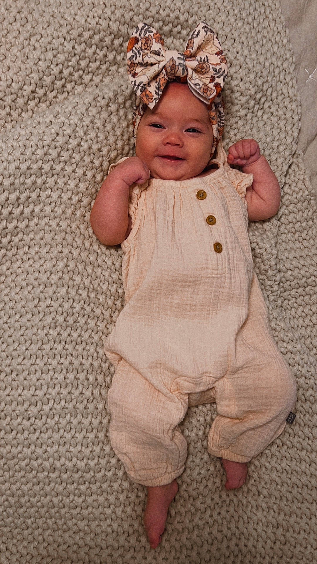 Taytum joined the competition — help win amazing prizes! accessories, baby, bodypart, bonnet, cap, clothing, couch, dress, face, finger, furniture, hand, hat, head, homedecor, newborn, pants, person, photography, portrait