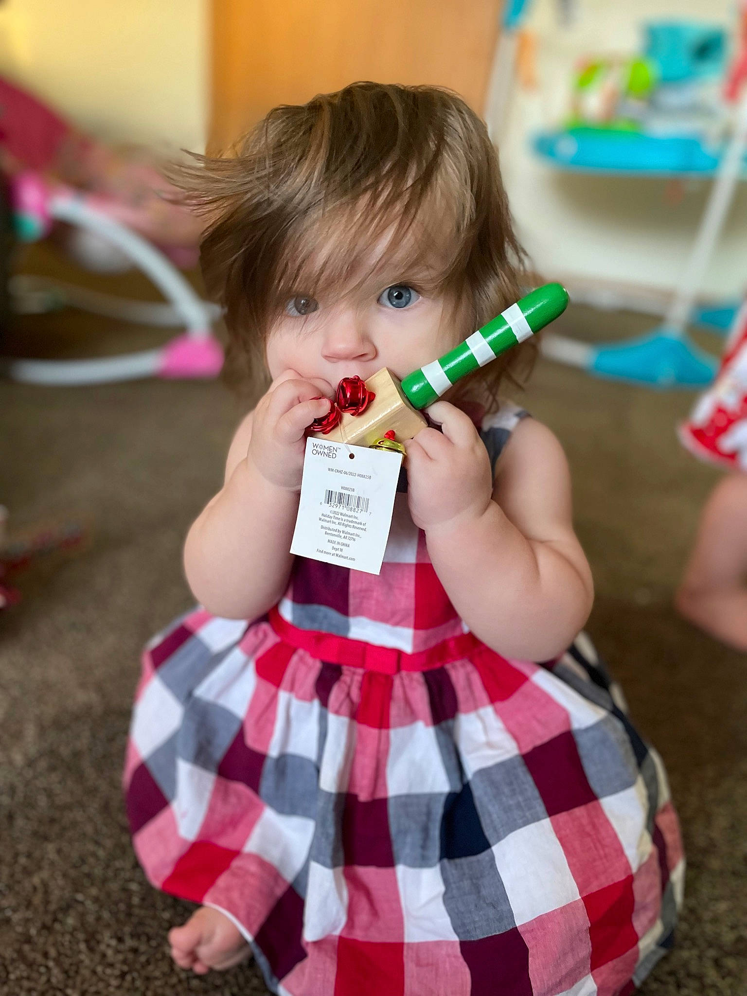 Nova joined the competition — help win amazing prizes! baby_toddler_clothing, child, day_dress, dress, event, face, fun, hair, happy, head, party, pattern, person, pink, plaid, play, recreation, summer, sweetness, tartan