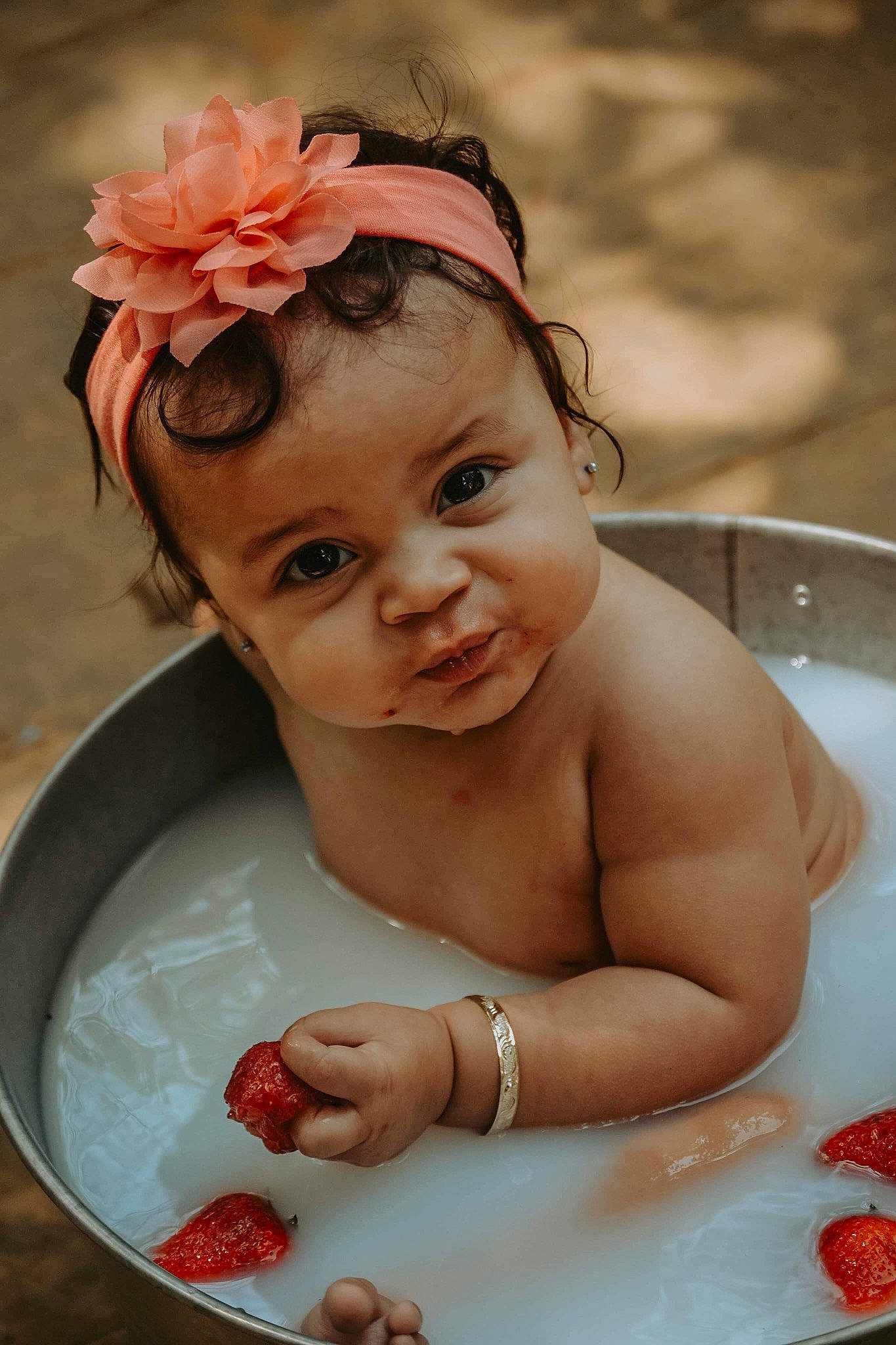 Paisley joined the competition — help win amazing prizes! baby, baby_bathing, bathing, bathtub, cheek, child, fashion_accessory, hair_accessory, headband, headgear, headpiece, person, skin, smile, toddler, washing