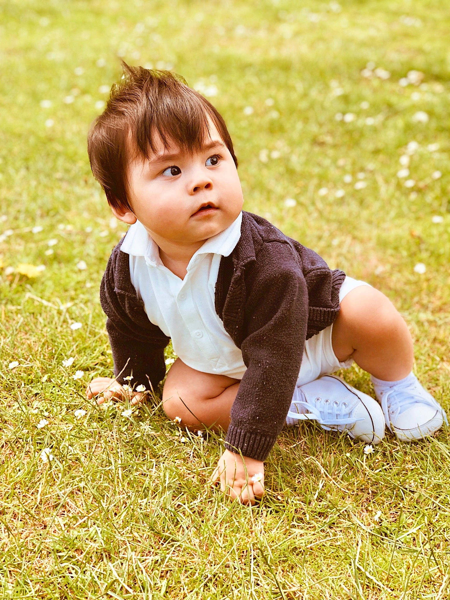 Zechariah joined the competition — help win amazing prizes! baby, child, child_model, grass, grass_family, grassland, happy, lawn, meadow, people_in_nature, person, photograph, photography, plant, play, playing_with_kids, portrait_photography, sitting, smile, toddler