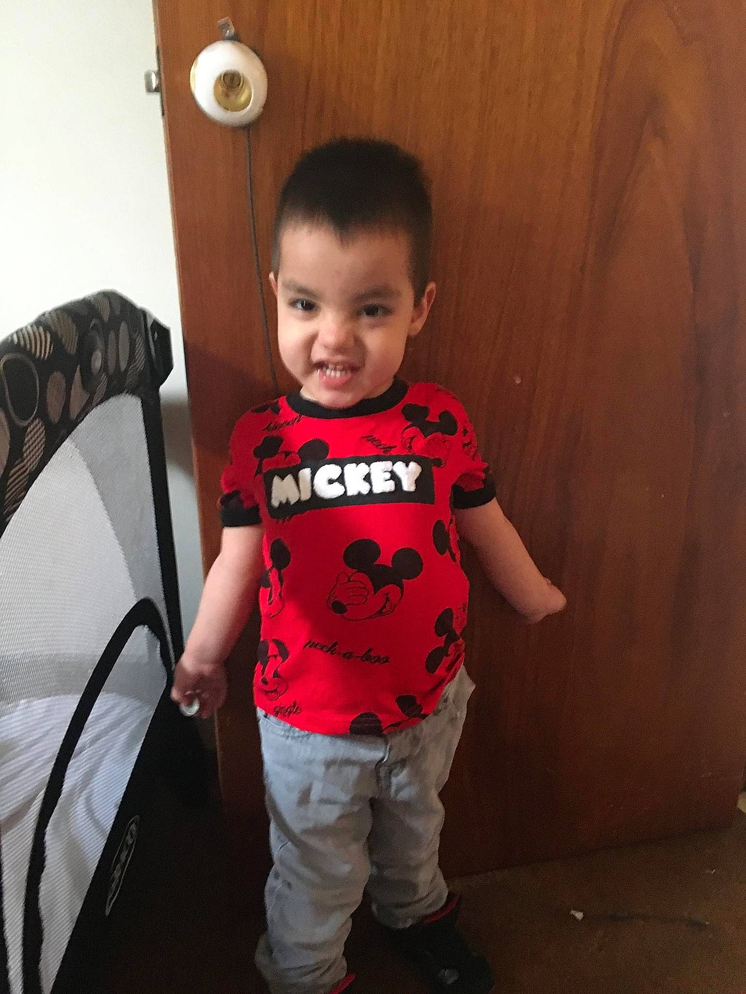 Jose joined the competition — help win amazing prizes! baby, baby_toddler_clothing, child, costume, joy, person, play, skin, sleeve, smile, standing, t_shirt, toddler