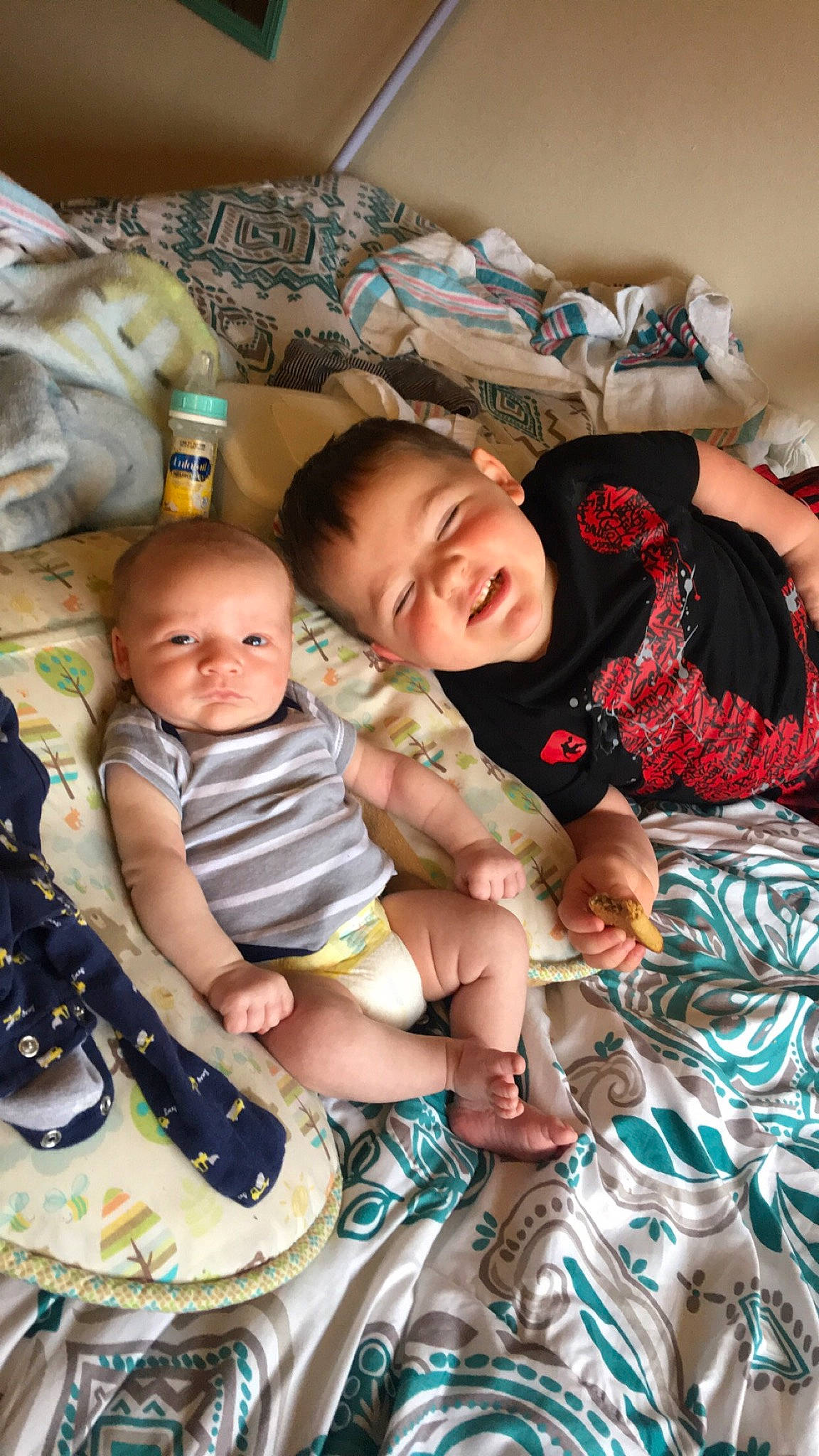 Bryson joined the competition — help win amazing prizes! baby, baby_toddler_clothing, child, comfort, event, eye, face, facial_expression, fun, happy, human, lap, linens, people, person, room, skin, smile, t_shirt, textile