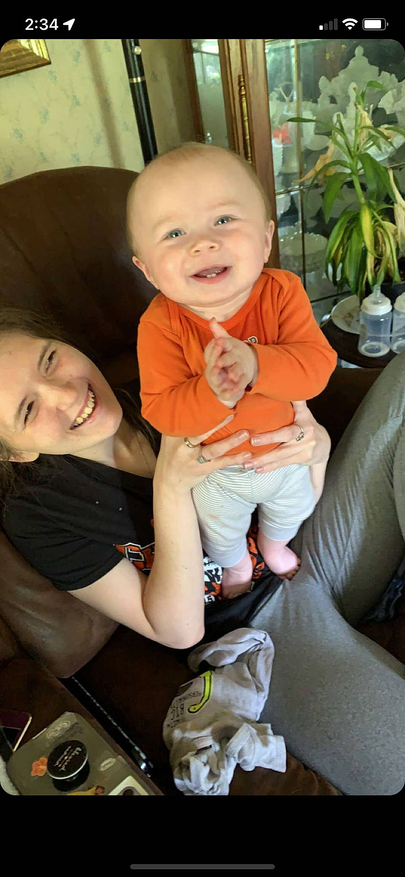 Braxton joined the competition — help win amazing prizes! baby_toddler_clothing, child, comfort, eye, face, facial_expression, finger, flash_photography, flowerpot, happy, head, houseplant, iris, joy, lap, mouth, person, plant, shorts, skin