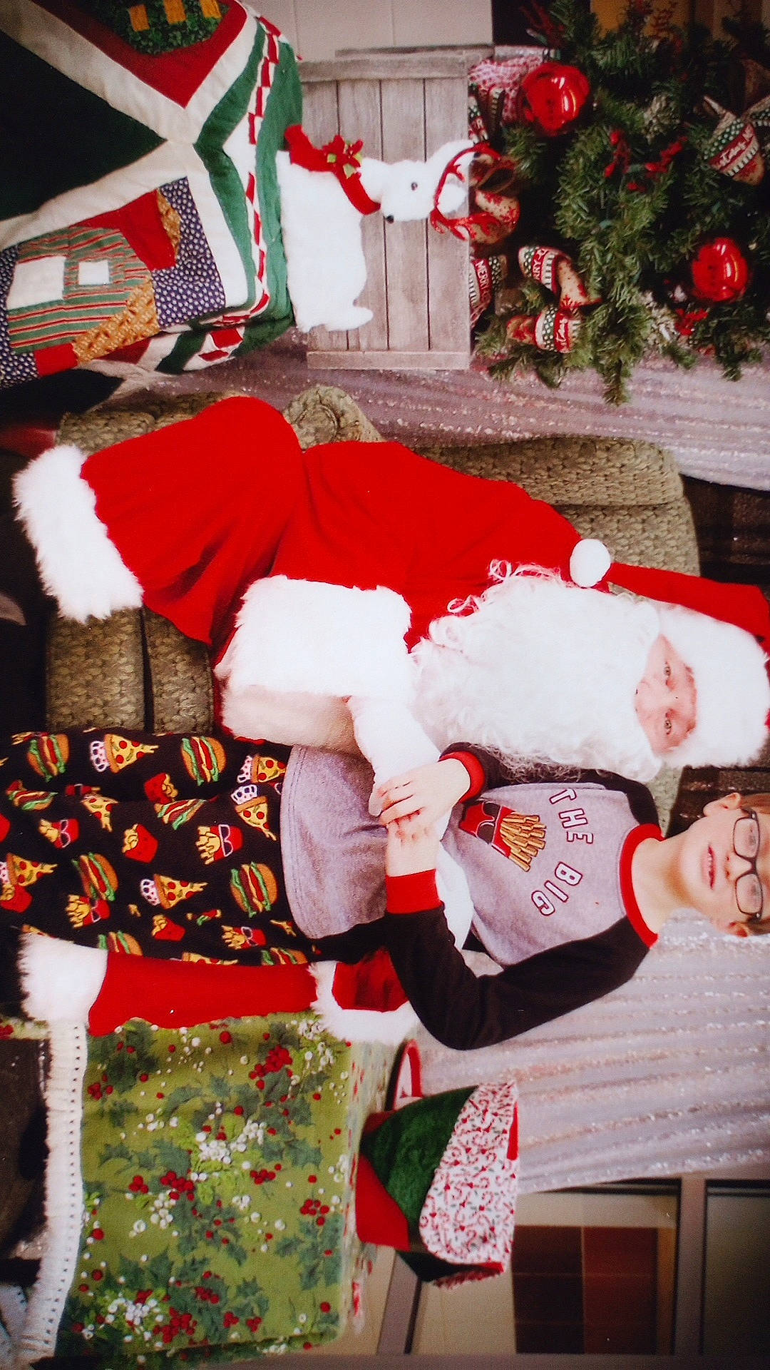 Aiden joined the competition — help win amazing prizes! baby_toddler_clothing, carmine, christmas, christmas_decoration, christmas_eve, christmas_stocking, event, fictional_character, green, happy, holiday, joy, linens, pattern, person, red, room, santa_claus, sleeve, sock