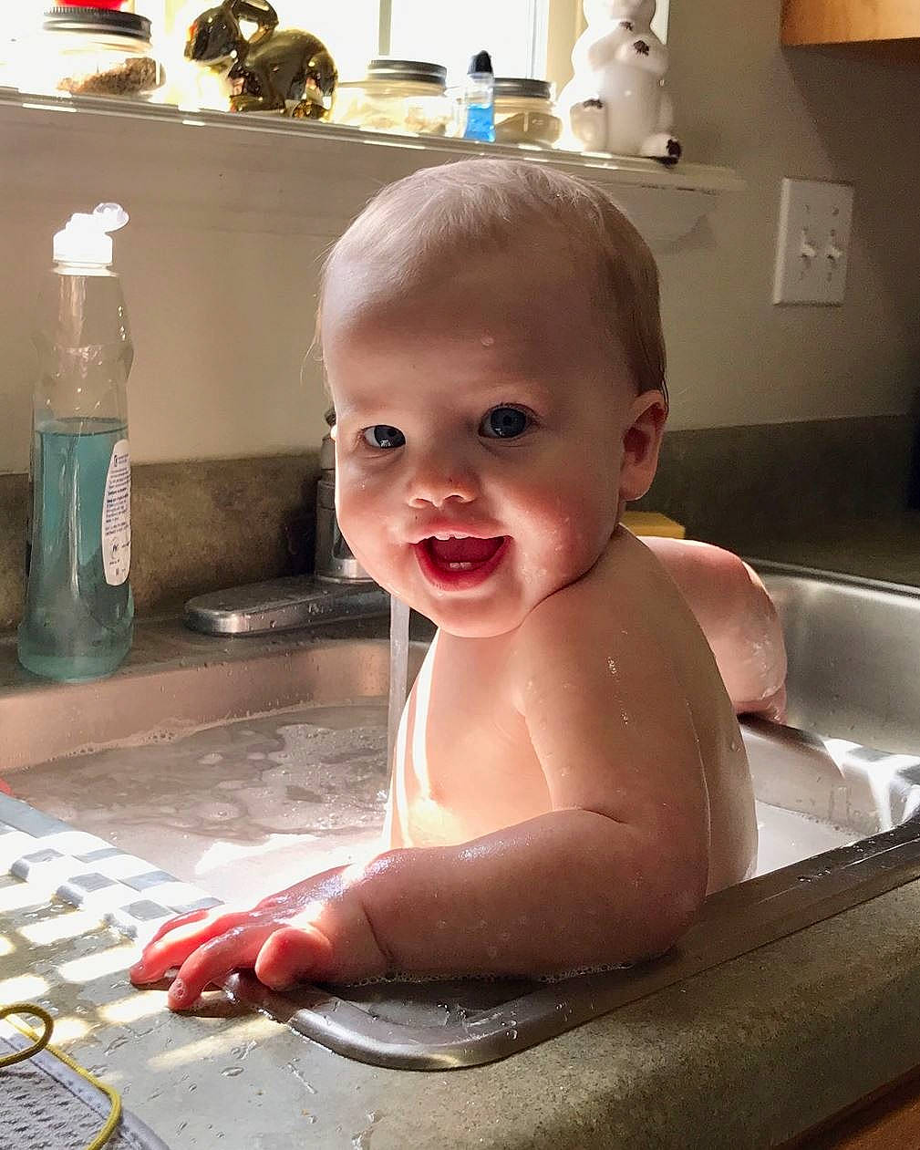 Maizie joined the competition — help win amazing prizes! baby, baby_bathing, bathing, bathtub, child, face, head, person, product, skin, toddler