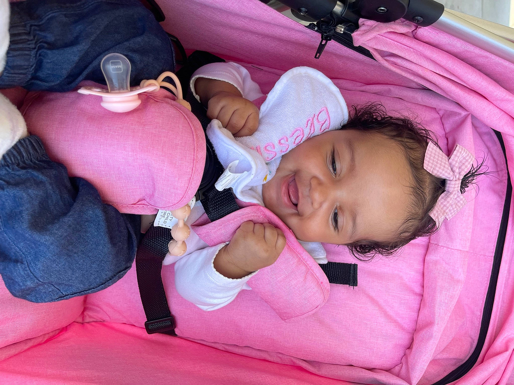 Mariah joined the competition — help win amazing prizes! arm, baby, baby_products, baby_toddler_clothing, beauty, cheek, child, comfort, facial_expression, fun, happy, human_body, joy, lap, magenta, mouth, person, pink, product, purple