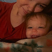 Anastasia joined the competition — help win amazing prizes! person, baby, child, face, blanket, piercing, smile, cozy, indoor, portrait, happy, snuggling, closeup, warm, hair, skin, clothing, eyebrow_piercing, nose_ring, love