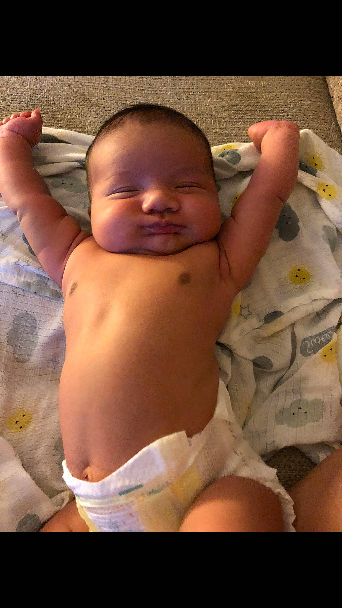 Elijah is registered to the contest to win money with this photo: abdomen, baby, cheek, child, diaper, mouth, muscle, person, skin, smile, stomach, toddler, trunk