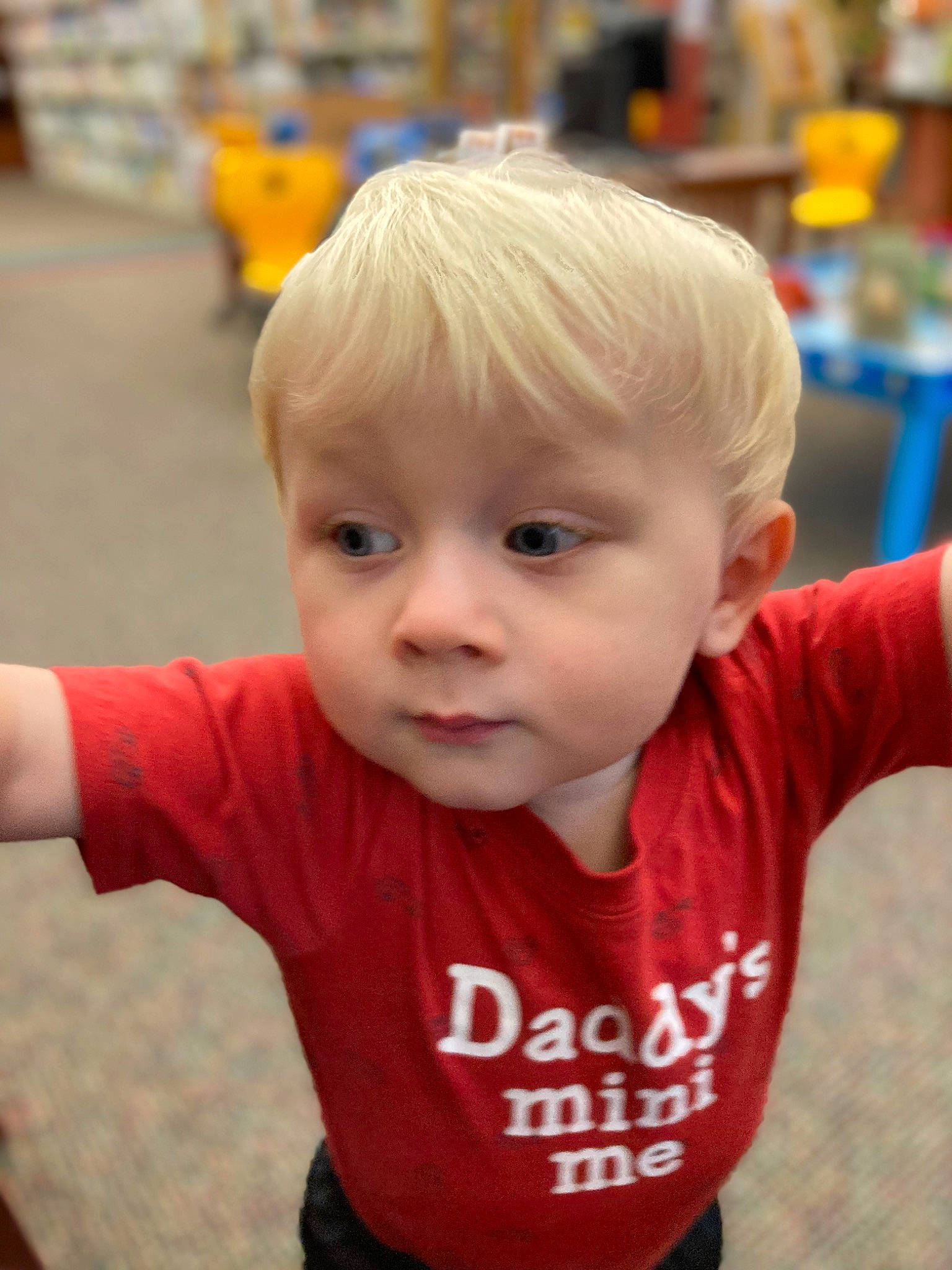 Oliver joined the competition — help win amazing prizes! baby, blond, cheek, child, chin, facial_expression, fun, hairstyle, happy, human, leisure, nose, person, public_space, recreation, skin, sleeve, smile, standing, t_shirt