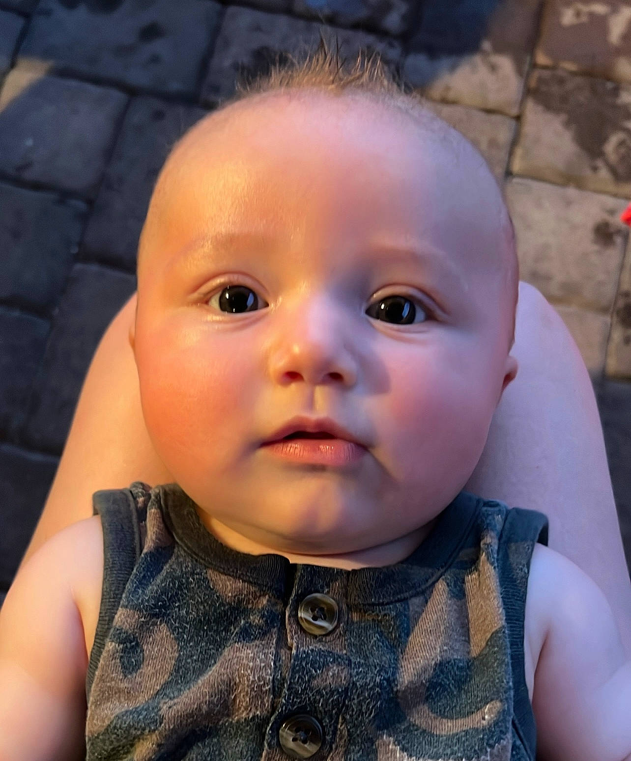 Madsen is registered to the contest to win money with this photo: baby, baby_toddler_clothing, cheek, child, chin, day_dress, embellishment, eyelash, happy, iris, lip, nose, pattern, person, portrait_photography, sitting, skin, sleeve, toddler