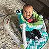 baby, walker, carpet, couch, smile, infant, clothing, footwear, socks, toy, furniture, indoor, child, person, happy, seat, head, face, playtime, home