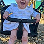 Skye is registered to the contest to win money with this photo: baby, swing, playground, child, happy, smiling, outdoor, woodchips, blue_sky, play, infant, clothing, seat, fun, daylight, person, joy, cute, hands, legs