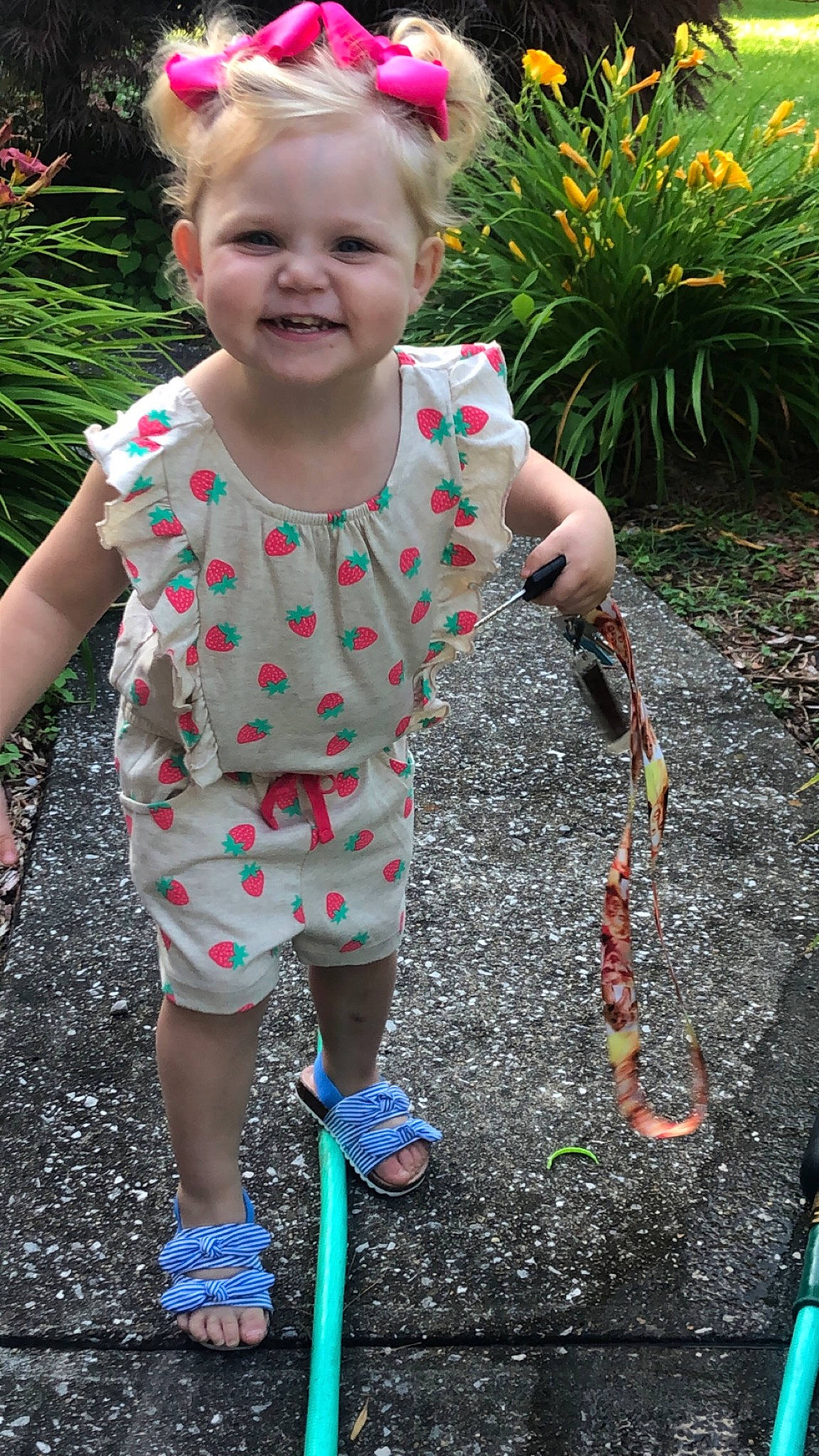 Reagan joined the competition — help win amazing prizes! adaptation, backyard, child, fun, garden, grass, joy, person, plant, play, summer, toddler, vacation, yard