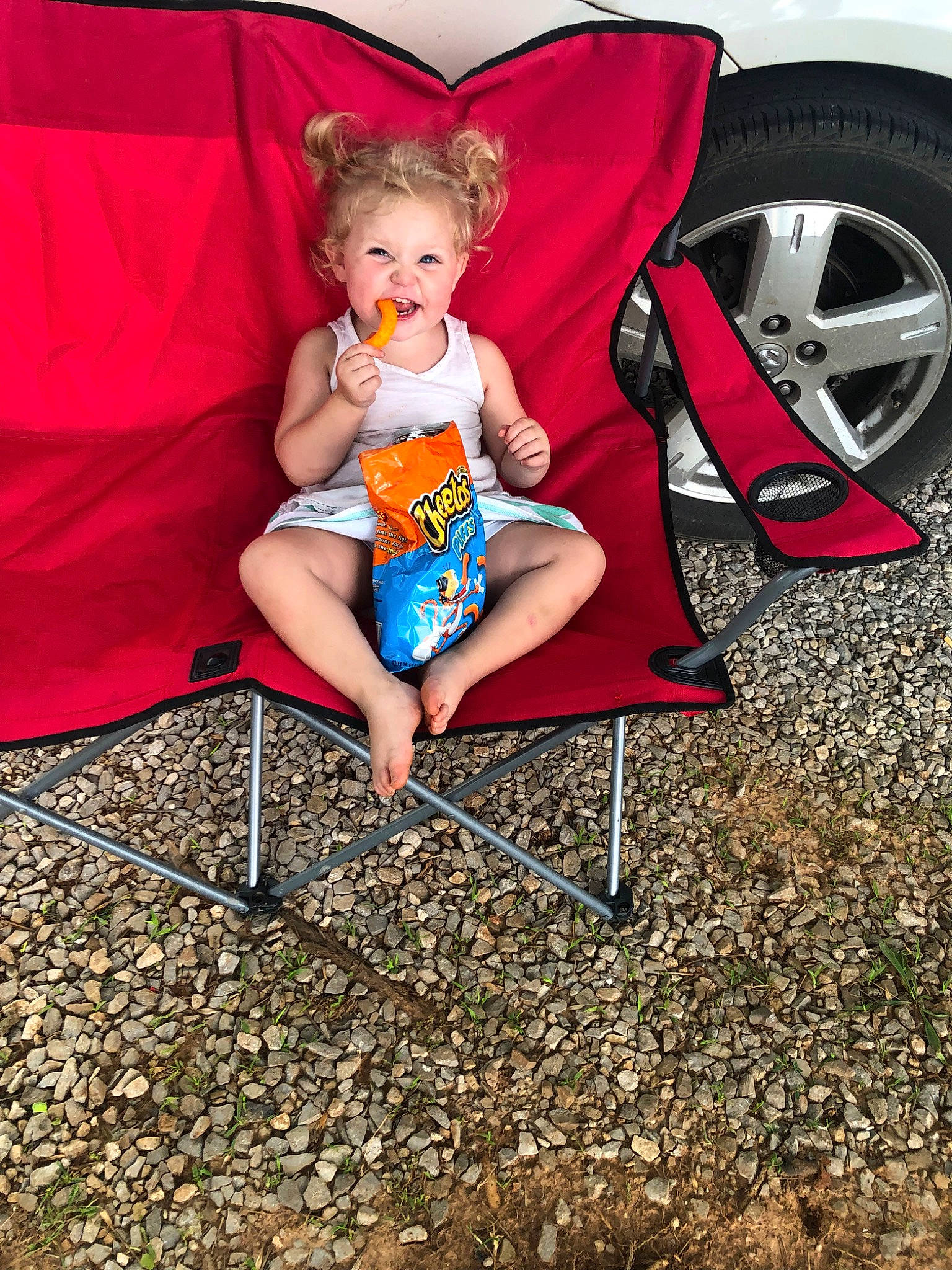 Reagan joined the competition — help win amazing prizes! chair, child, fun, furniture, person, photography, plant, play, product, sitting, toddler, tree, vacation