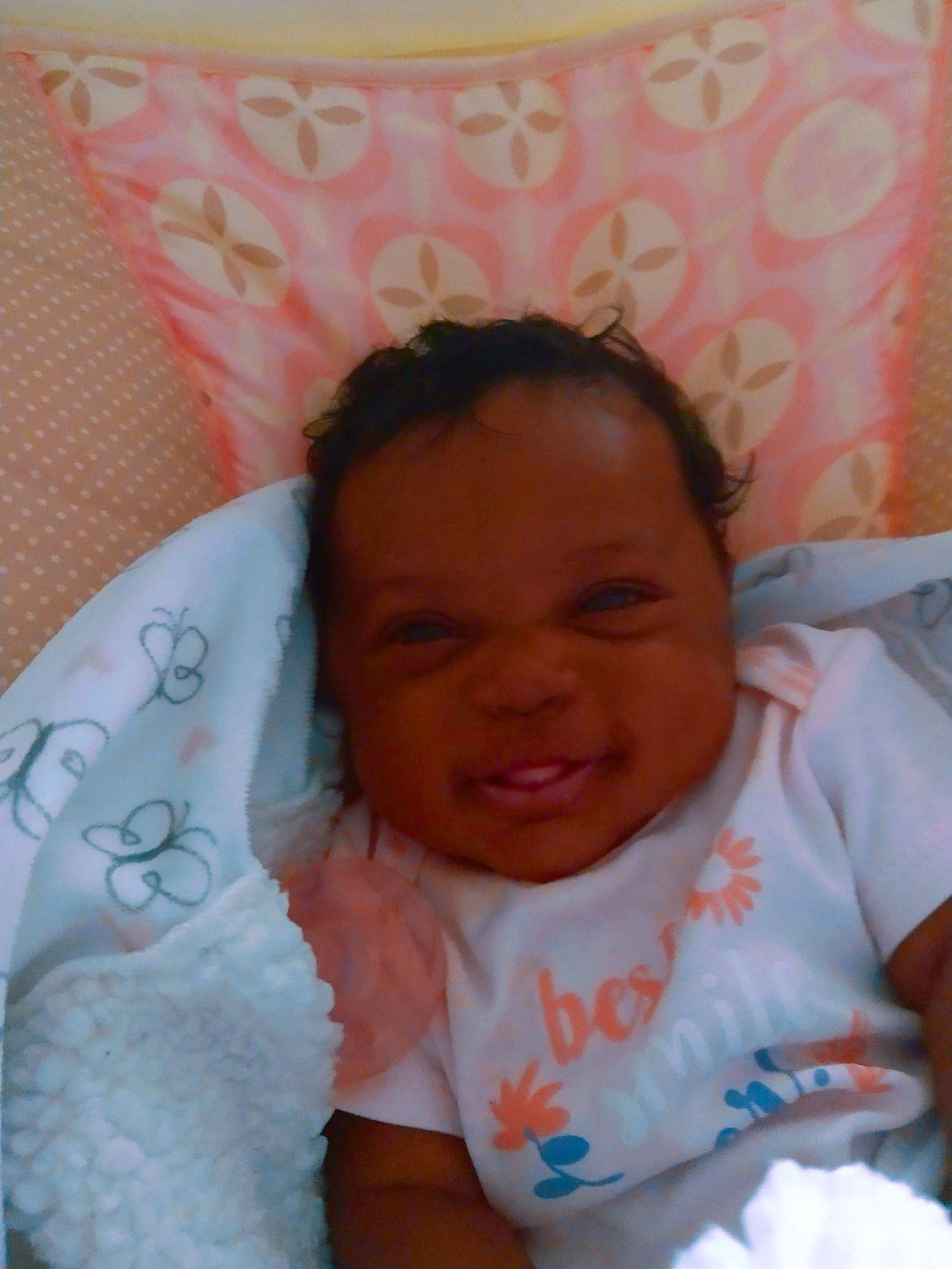 Jazlynn joined the competition — help win amazing prizes! baby, baby_toddler_clothing, cheek, chin, comfort, eyebrow, facial_expression, finger, happy, human, lip, mouth, nose, organ, person, pink, product, skin, smile, textile