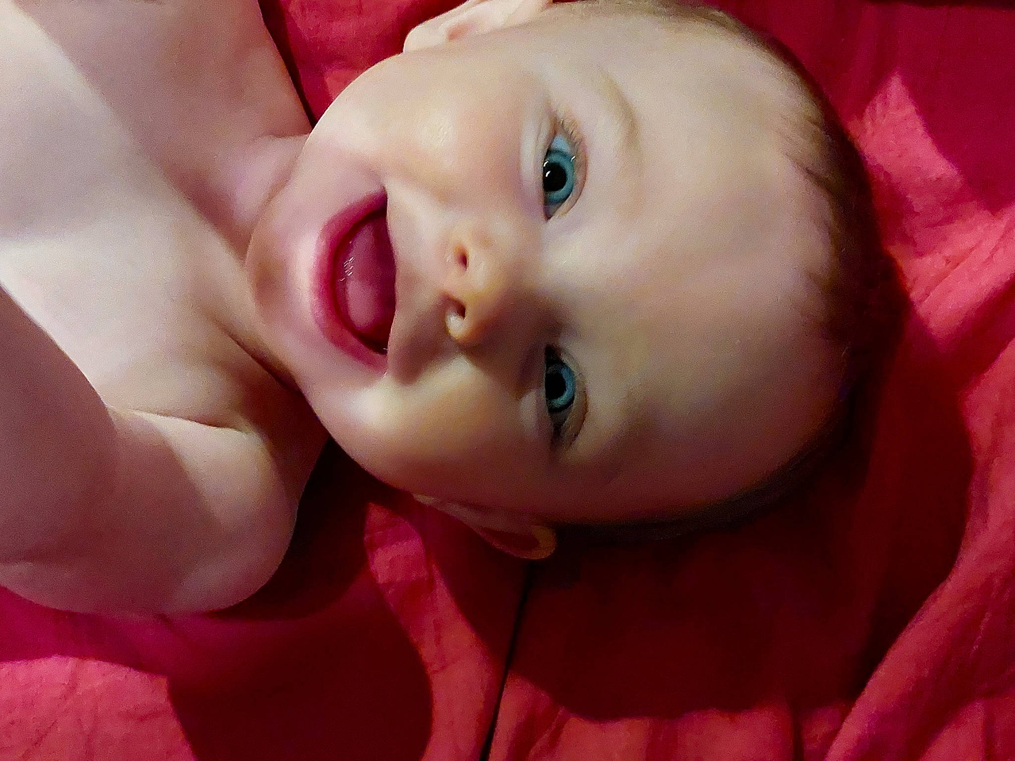 River is registered to the contest to win money with this photo: baby, cheek, chin, dress, eye, eyebrow, eyelash, flash_photography, forehead, happy, head, headgear, human_body, iris, lip, mouth, neck, nose, person, pink