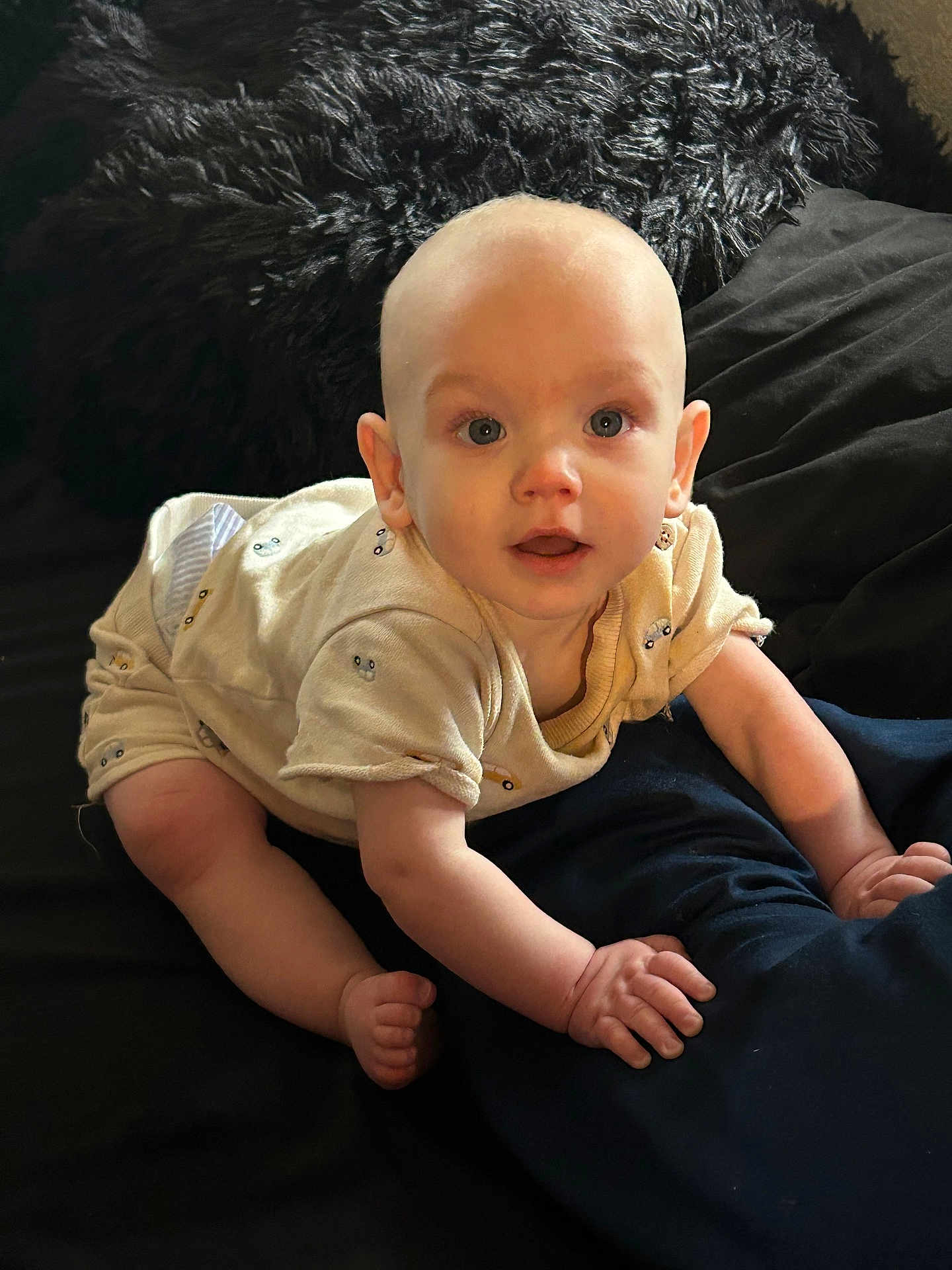 Michael joined the competition — help win amazing prizes! baby, infant, crawling, bed, blanket, cute, child, person, skin, clothing, pale_skin, small_hands, expression, looking_at_camera, indoor, soft_lighting, fabric, sleepwear, head, eyes