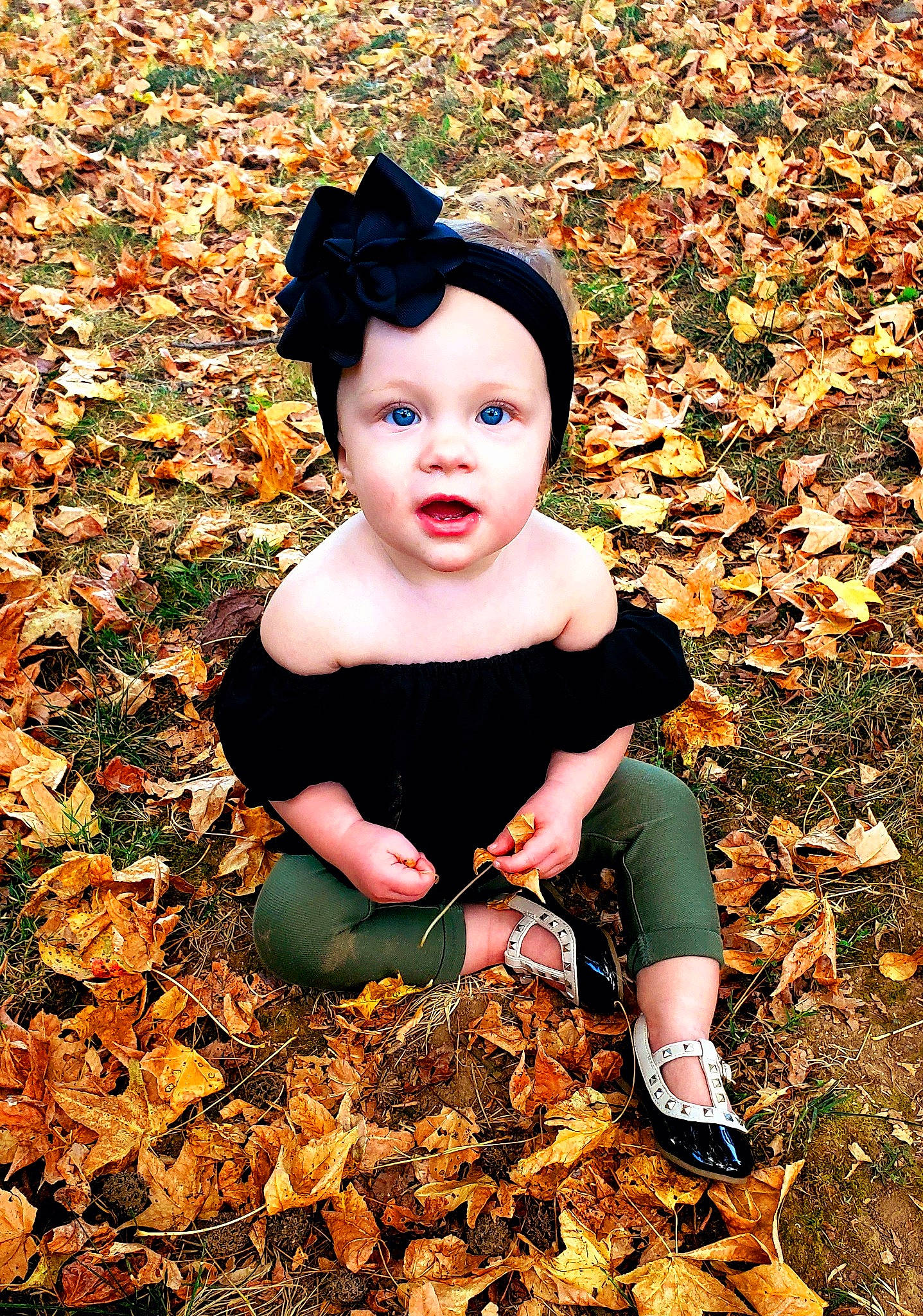 Lynlee joined the competition — help win amazing prizes! autumn, baby, child, deciduous, headwear, leaf, people_in_nature, person, photography, plant, smile, surprise, toddler