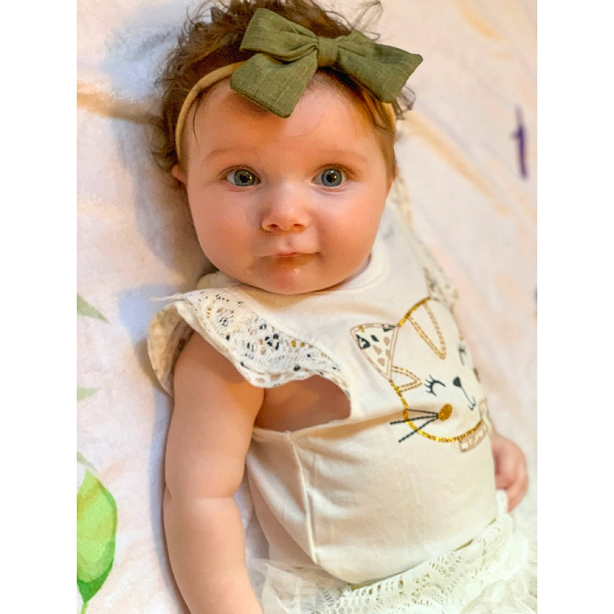 Emmalynn joined the competition — help win amazing prizes! baby, baby_products, baby_toddler_clothing, beige, child, child_model, clothing, dress, fashion_accessory, hair_accessory, headband, headgear, headwear, neck, outerwear, pattern, person, product, sleeve, toddler