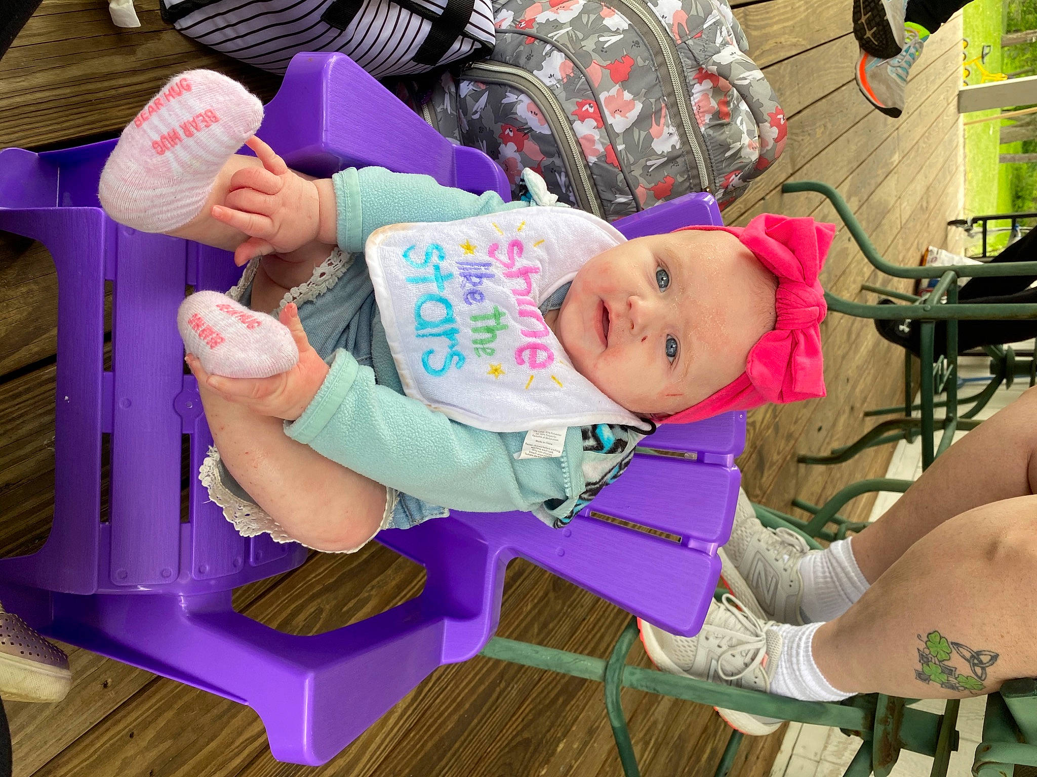 Hensley is registered to the contest to win money with this photo: baby, child, headwear, person, pink, plant, play, product, purple, toddler, vacation