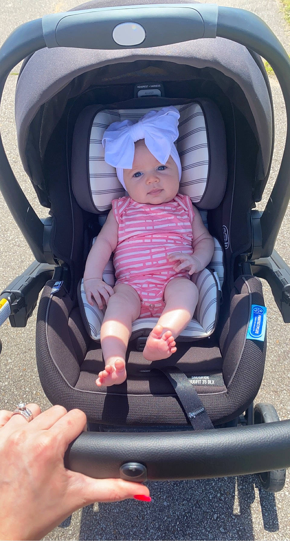 Hadlee joined the competition — help win amazing prizes! auto_part, automotive_design, automotive_tire, baby, baby_carriage, baby_products, car_seat, child, comfort, electric_blue, fun, headwear, lap, motor_vehicle, person, plant, product, sitting, tire, toddler