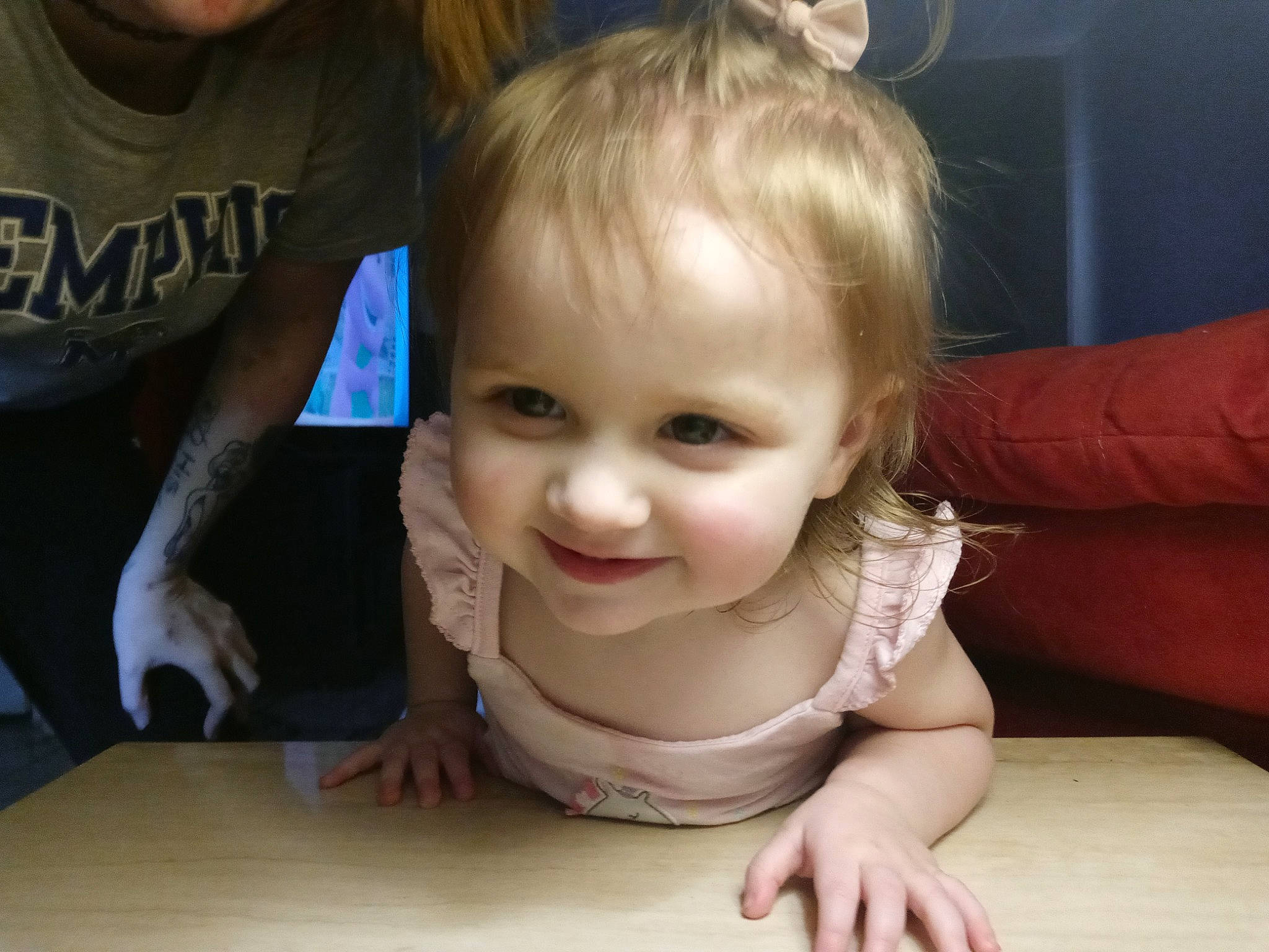 Caylee joined the competition — help win amazing prizes! arm, baby, baby_toddler_clothing, cheek, ear, eyebrow, eyelash, finger, flooring, gesture, hair, happy, iris, joy, mammal, mouth, nose, person, skin, smile