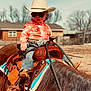Lainey is registered to the contest to win money with this photo: child, cowboy, horse, sunglasses, hat, plaid_shirt, jeans, belt_buckle, saddle, reins, outdoor, ranch, animal, brown_horse, riding, western, sunny, portrait, young, country