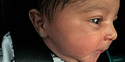 Karter is registered to the contest to win money with this photo: baby, car_seat, child, child_seat, closeup, cute, face, hair, head, indoors, infant, newborn, person, portrait, profile, restraint, safety_harness, seatbelt, skin, young