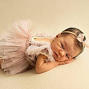 Rose participe au concours pour gagner de l'argent avec cette photo : newborn, baby, tutu, pink, headband, bow, sleeping, portrait, child, infant, cute, soft, delicate, resting, pose, studio, photography, tulle, dress, peaceful