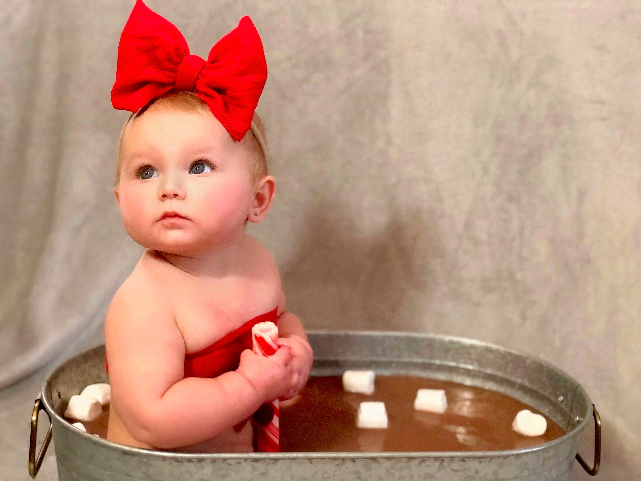 Adaleigh joined the competition — help win amazing prizes! baby, baby_bathing, bathing, bathtub, cheek, child, hair_accessory, head, headgear, headpiece, lip, mouth, person, photography, pink, red, skin, toddler