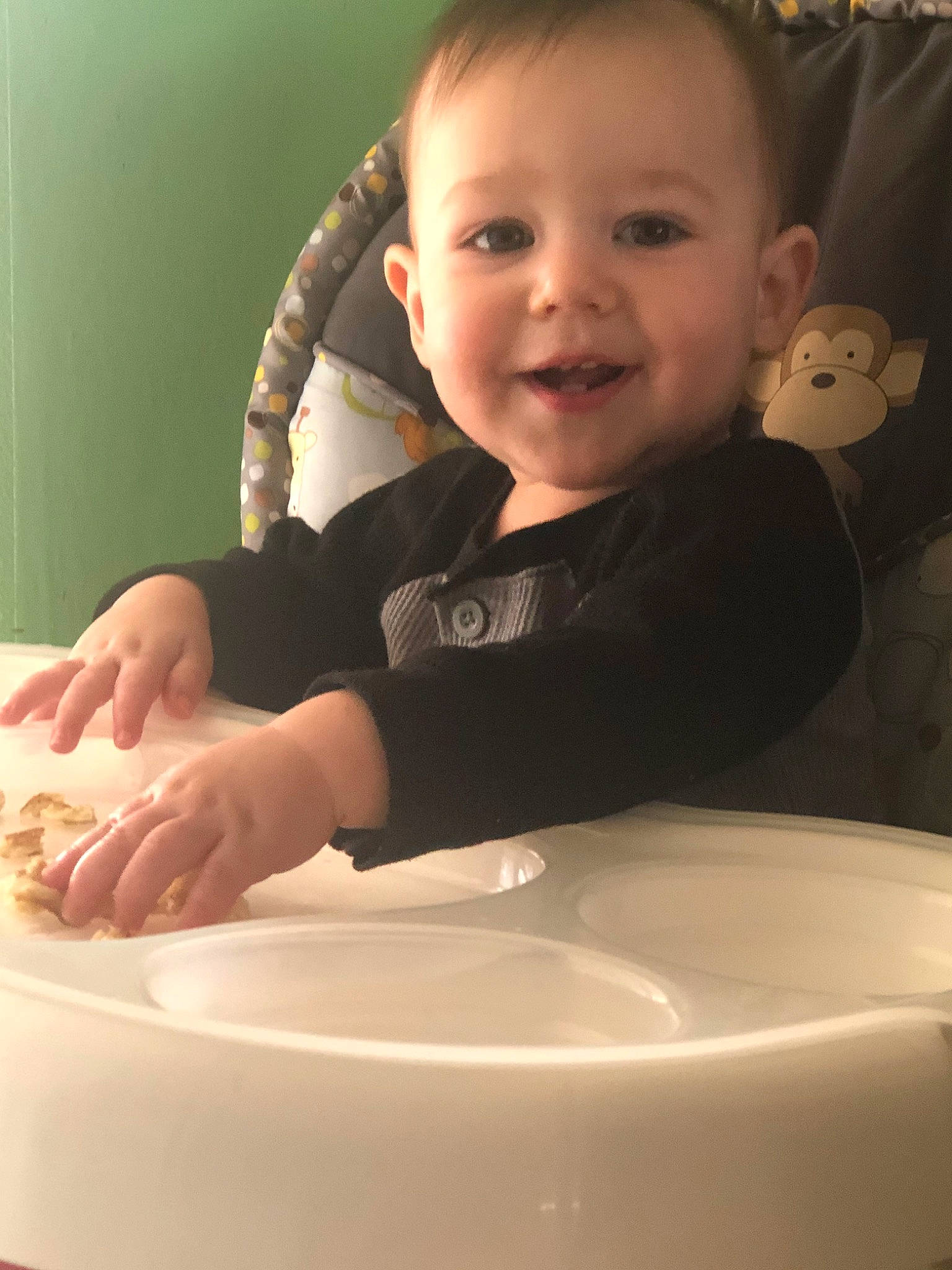 Benson joined the competition — help win amazing prizes! baby, baby_food, cheek, child, eating, face, finger, food, hand, person, play, product, sitting, skin, smile, toddler