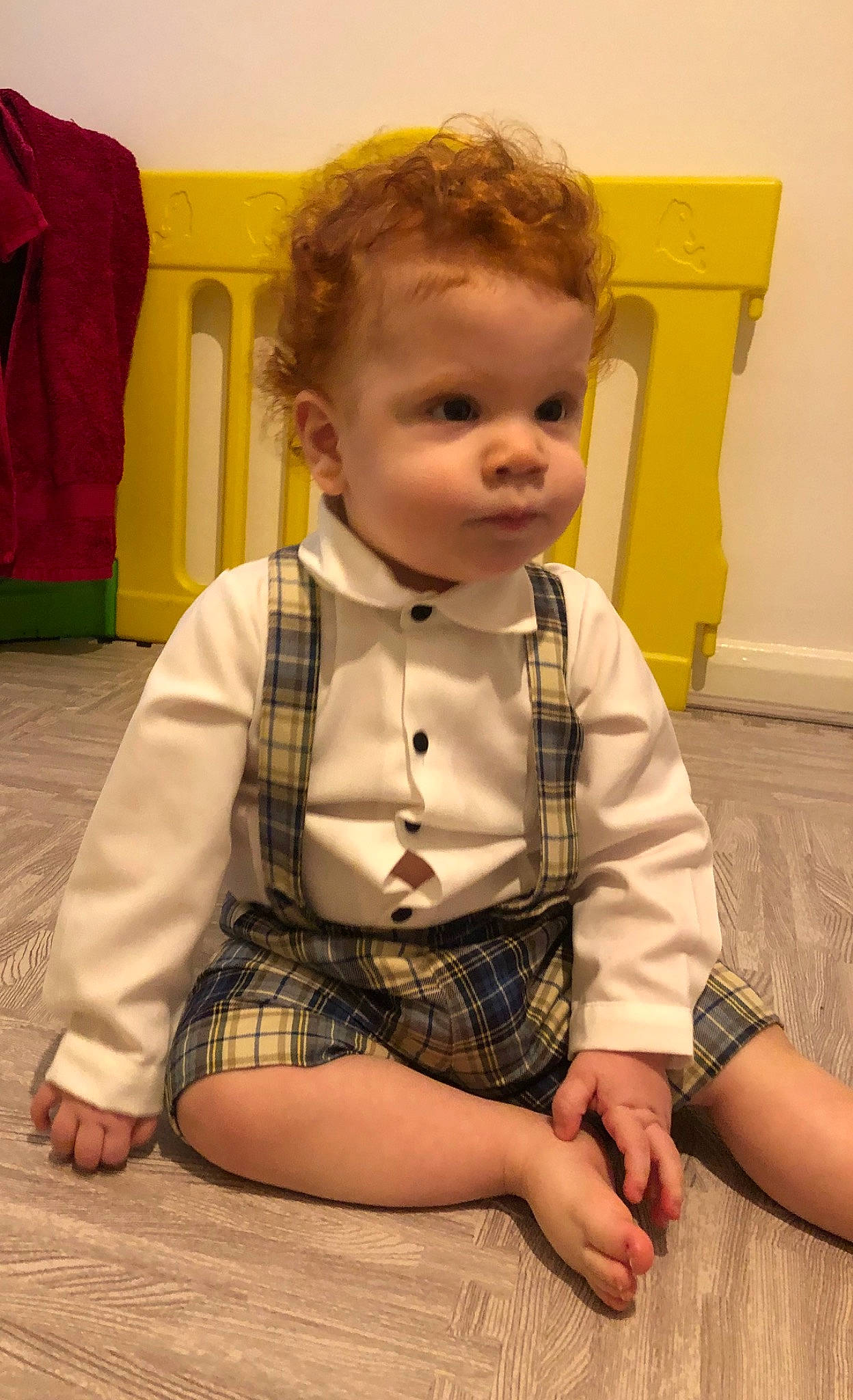 Andreas joined the competition — help win amazing prizes! cheek, child, design, leg, pattern, person, plaid, sitting, skin, toddler