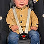 Maël participe au concours pour gagner de l'argent avec cette photo : baby, child, car_seat, seatbelt, smiling, jeans, jacket, footwear, sneakers, straps, cute, infant, sitting, safety, child_safety_seat, person, young_child, happy, indoors, portrait