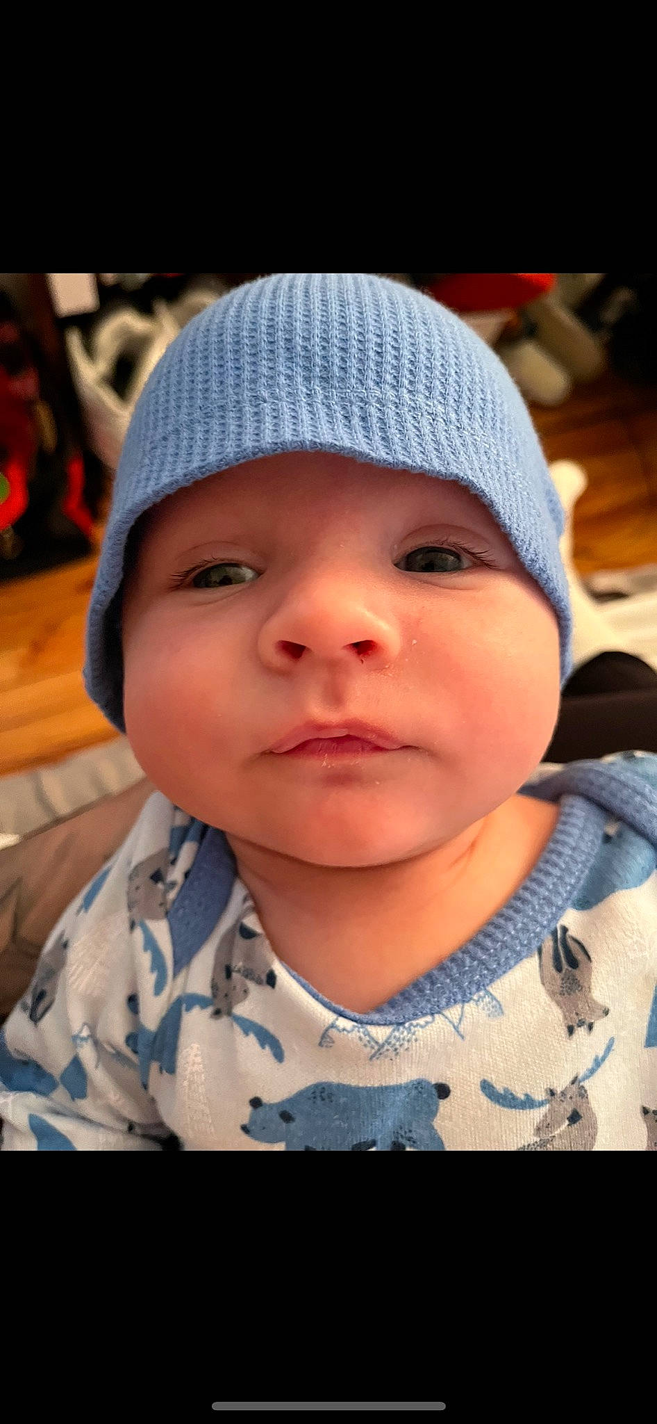 Frankie is registered to the contest to win money with this photo: baby, baby_toddler_clothing, cap, cheek, child, close_up, eye, eyebrow, eyelash, forehead, fun, happy, headgear, headwear, iris, lip, nose, person, skin, sleeve