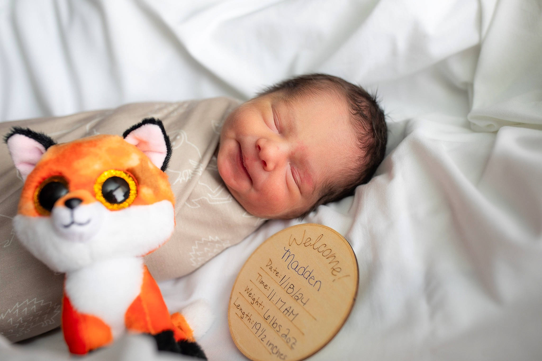 Madden joined the competition — help win amazing prizes! baby, baby_products, baby_sleeping, baby_toddler_clothing, bedtime, carmine, child, comfort, doll, fur, happy, head, joy, linens, person, plush, room, skin, stuffed_toy, tail