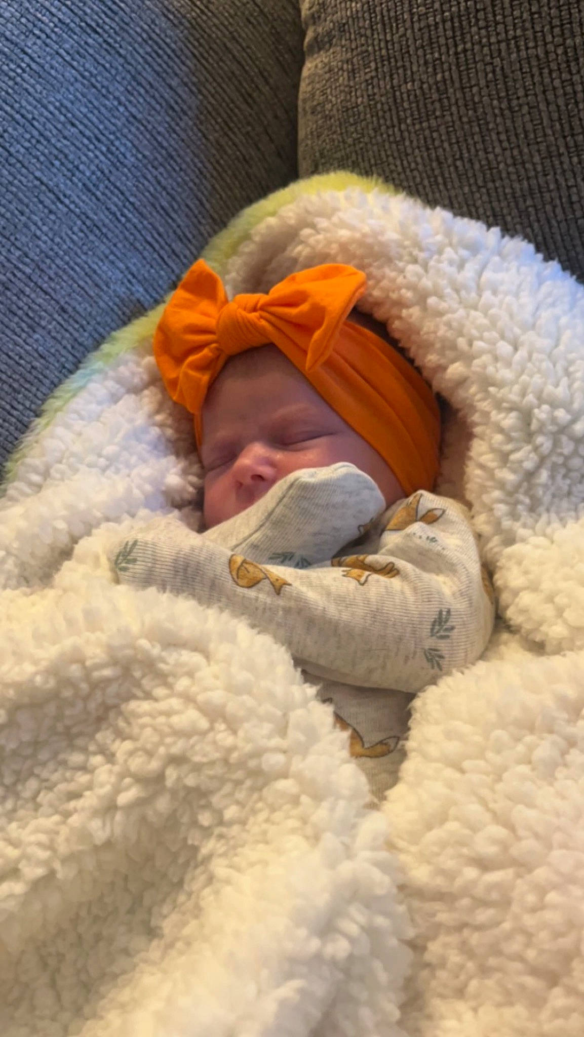 Brooklynn is registered to the contest to win money with this photo: baby, baby_sleeping, bedtime, blanket, comfort, eye, fur, fur_clothing, head, linens, nap, person, sleep, toddler, wool