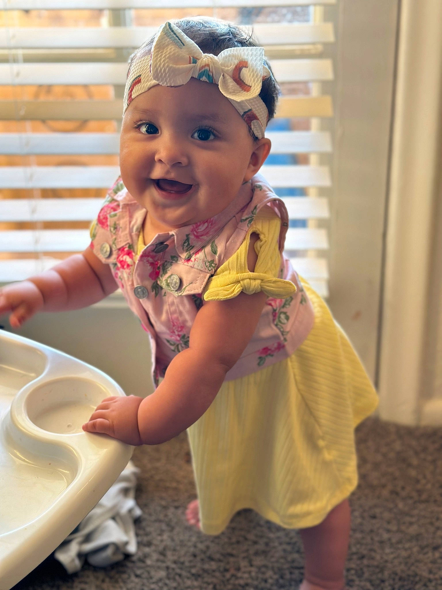 Liliana joined the competition — help win amazing prizes! baby, baby_laughing, baby_toddler_clothing, baseball_cap, cap, child, fashion_accessory, fun, goggles, happy, hat, headband, headpiece, headwear, helmet, person, personal_protective_equipment, play, plumbing_fixture, sleeve