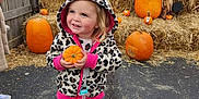 Denver joined the competition — help win amazing prizes! child, pumpkin, autumn, fall, hay_bale, leopard_print, hoodie, boots, outdoor, festival, smiling, cute, person, pumpkin_patch, orange, scarecrow, farm, harvest, holiday, seasonal