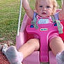 toddler, child, swing, outdoor, playground, grass, tree, rope, pink, motion_blur, happy, summer, daytime, nature, footwear, person, young_child, play, seat, fun